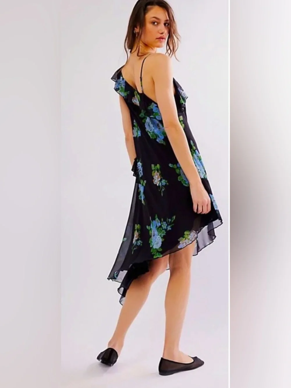Free People Alma Midi Dress NWOT Size L Black Combo